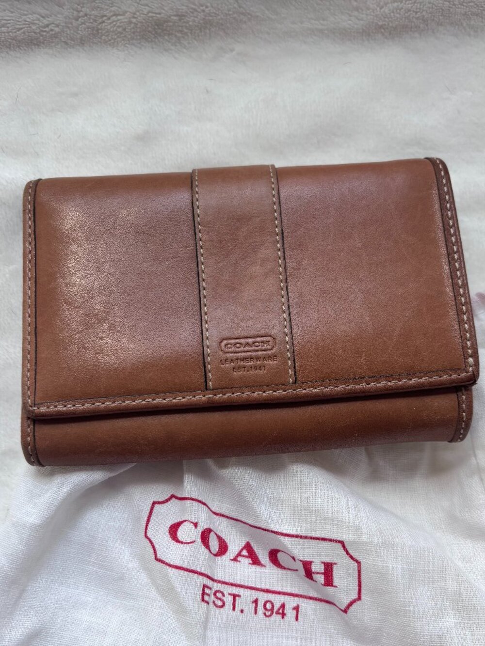 Vintage Coach Trifold Wallet in tan